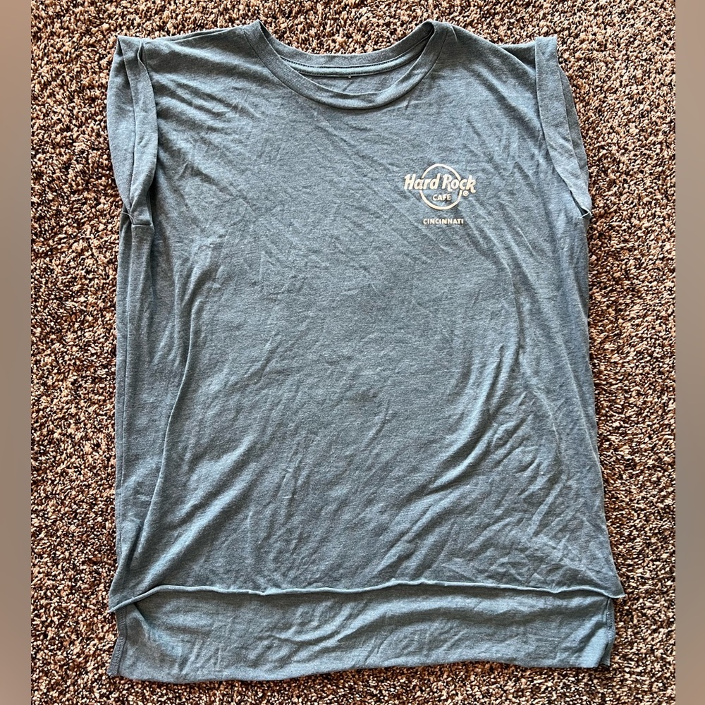 Hard Rock Cafe Cincinnati Shirt Small Blue Graphic Tee Music Souvenir